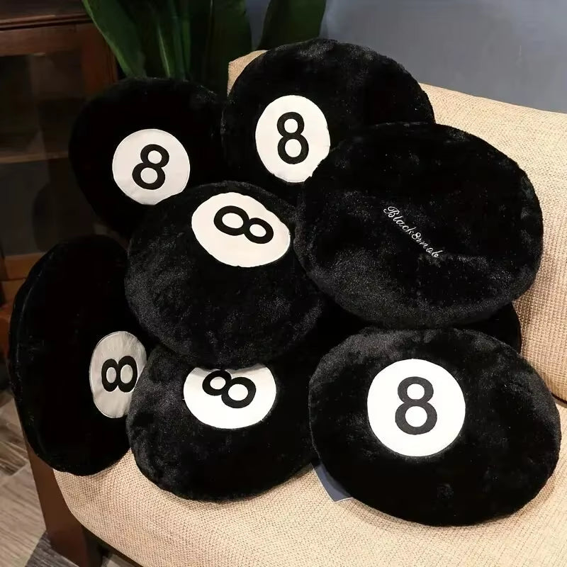 1Pc Black 8 Billiard Pillow Plush Toy Black Pillow Cushion Sofa Cushiontatami Cushion for Halloween Decor Christmas Gift