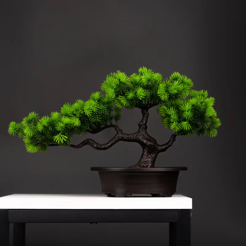 27Cm Artificial Pine Plants Bonsai Fake Tree Ornaments Plastic Plants Landscape Simulation Tree for Home Room Desktop Decoration