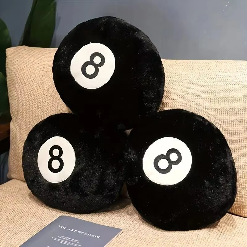 1Pc Black 8 Billiard Pillow Plush Toy Black Pillow Cushion Sofa Cushiontatami Cushion for Halloween Decor Christmas Gift