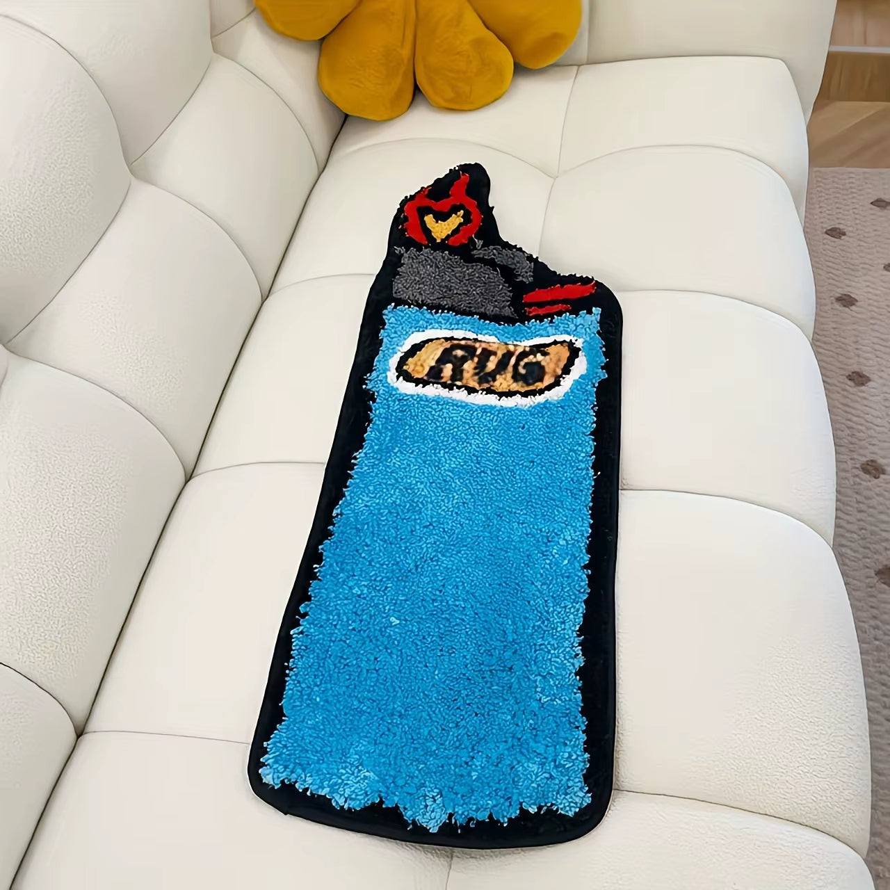 Blue Lighter Tufted Rug Art Rug for Bedroom Living Room Retro Rainbow Fluffy Anti-Slip Bath Bathroom Rug Nonslip Mat Home Decor