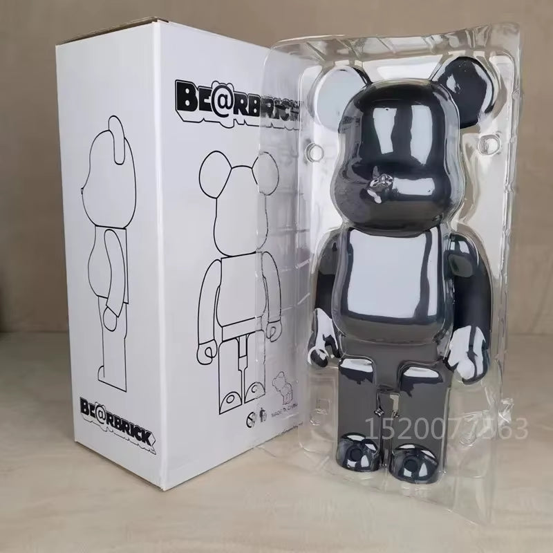 High Quality Black White Bearbrick DIY Assembly 28Cm Galaxy Painting Bear 3D Model Mini Brick Figure Toys