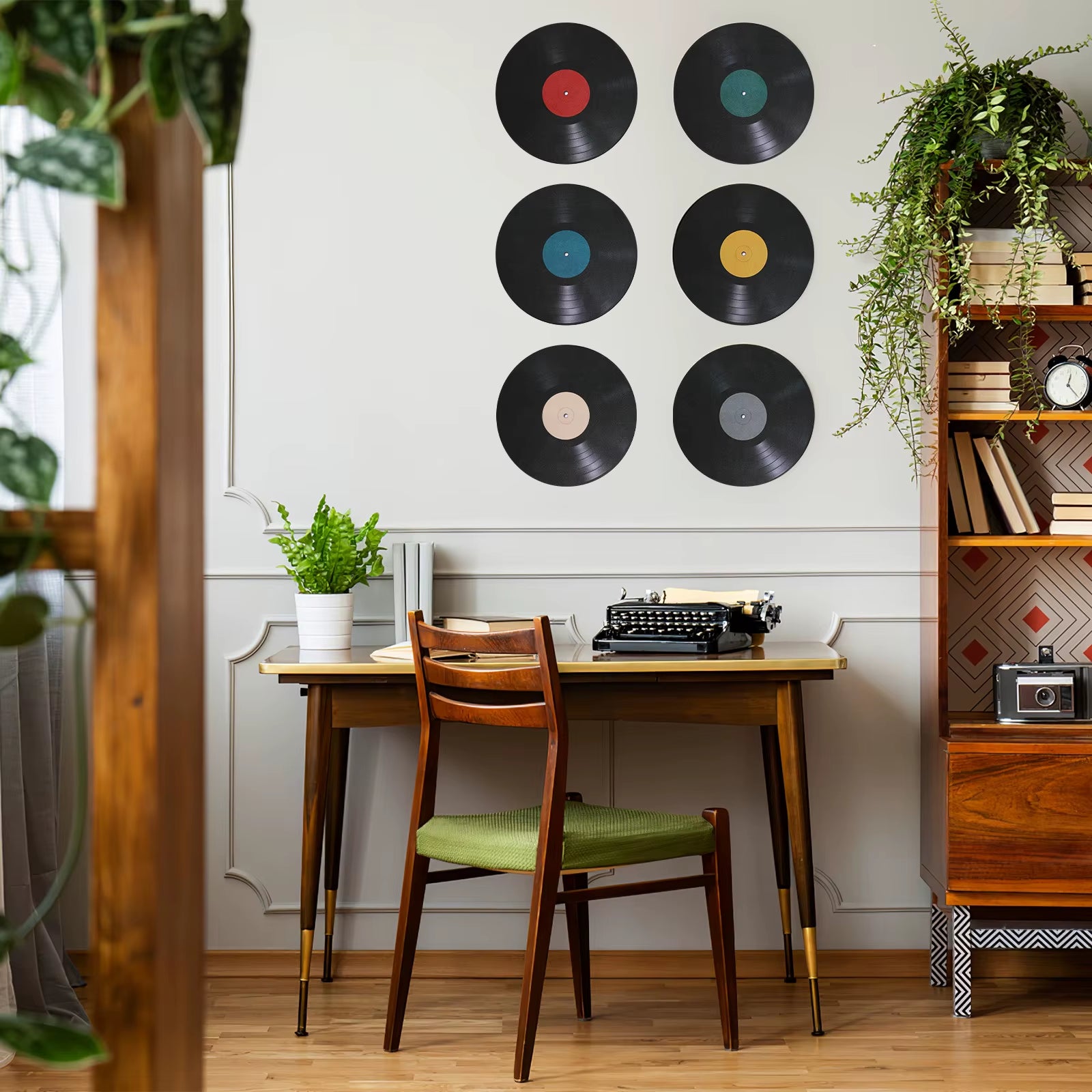 8Pcs Vinyl Record Wall Stickers Decors Vinyl Record Decals Music Artistic Vinyl Record Wall Ornaments Restaurant Bar Home Decors