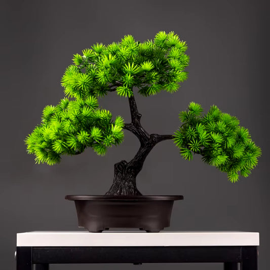 27Cm Artificial Pine Plants Bonsai Fake Tree Ornaments Plastic Plants Landscape Simulation Tree for Home Room Desktop Decoration