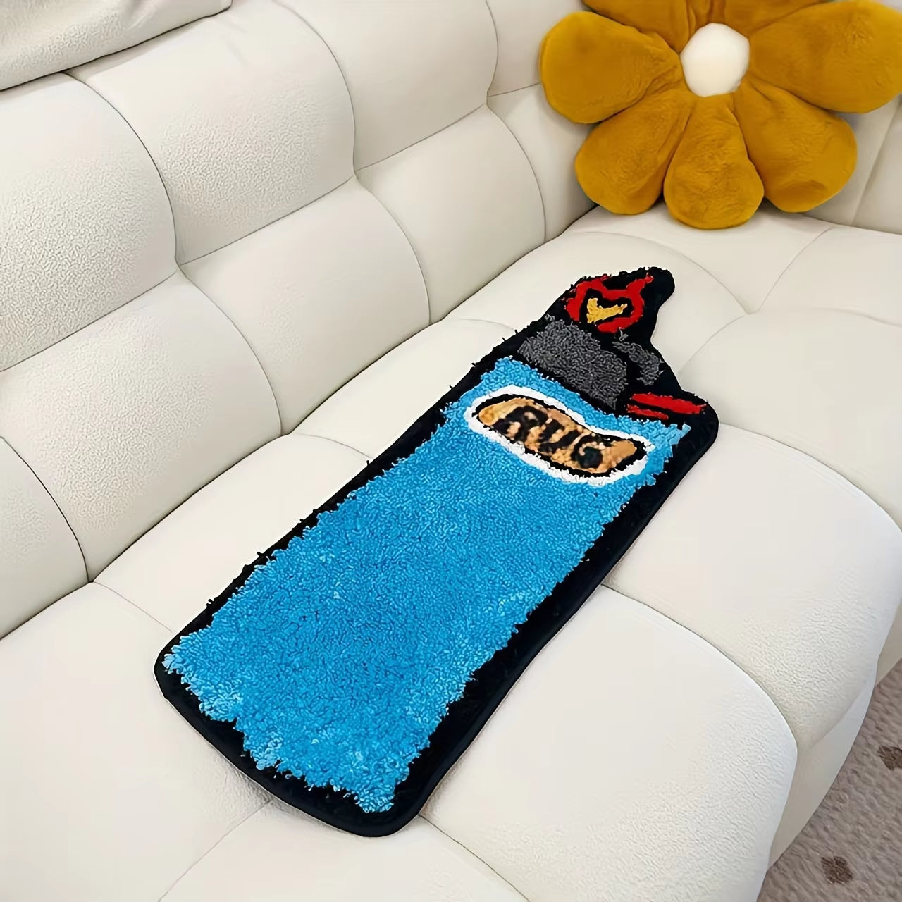 Blue Lighter Tufted Rug Art Rug for Bedroom Living Room Retro Rainbow Fluffy Anti-Slip Bath Bathroom Rug Nonslip Mat Home Decor