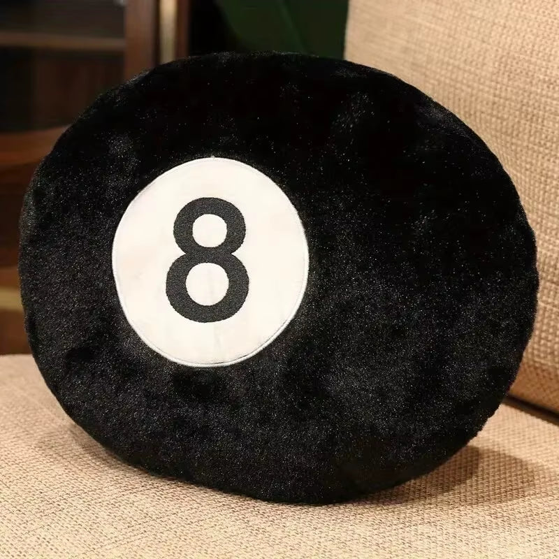 1Pc Black 8 Billiard Pillow Plush Toy Black Pillow Cushion Sofa Cushiontatami Cushion for Halloween Decor Christmas Gift