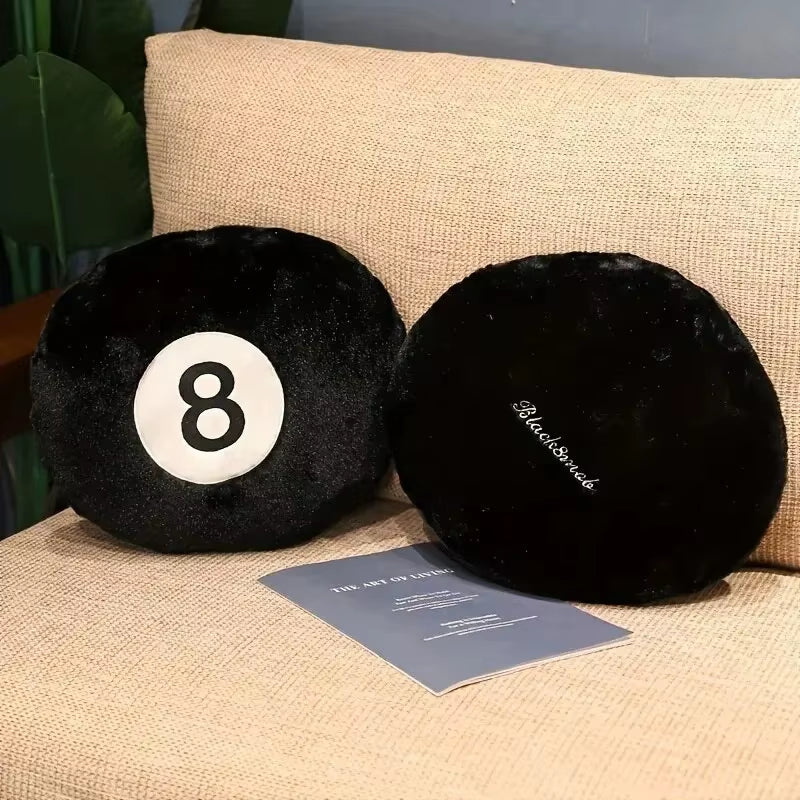 1Pc Black 8 Billiard Pillow Plush Toy Black Pillow Cushion Sofa Cushiontatami Cushion for Halloween Decor Christmas Gift