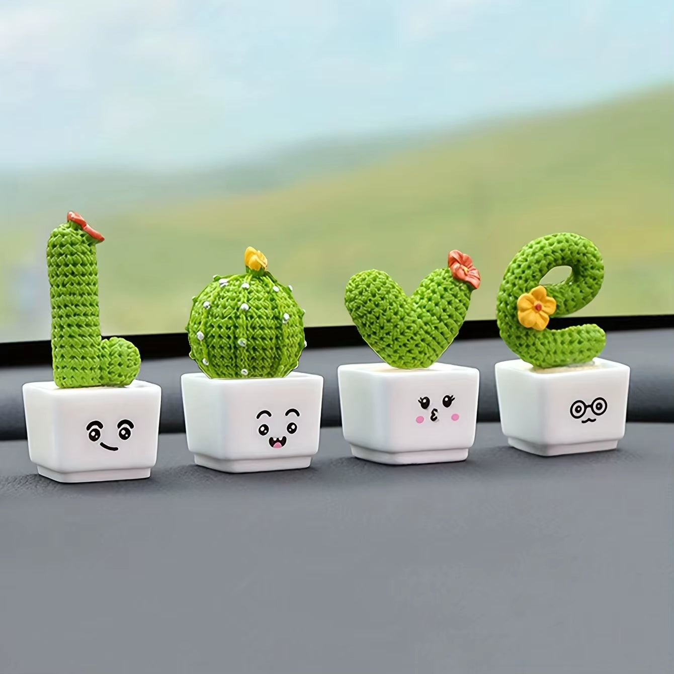 1 Set of 4, Resin Succulent Cactus Mini Green Plant Car Office Home Living Room Crafts